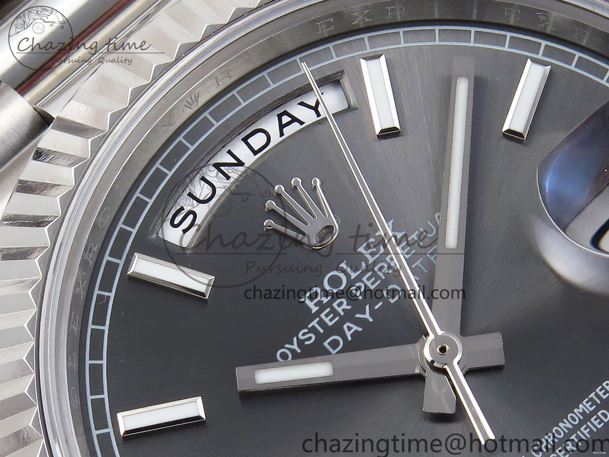 MiroTime 0328 ComfortFit DayDate 40 SS GSF Gain Weight Gray Stick Dial on President Bracelet A 1927